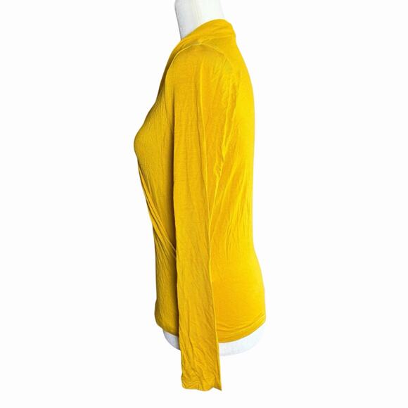 Banana Republic Petite Threadsoft Wrap Top L/S Chase Yellow 664099 Career M NWT - Picture 2 of 10